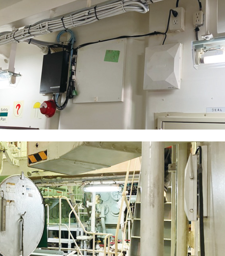 船内に設置されているスイッチと無線LANアクセスポイント